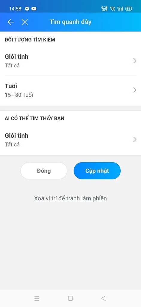 Cách bật tắt tính năng tìm quanh đây Zalo mới nhất 25 Tinh nang tim quanh day zalo 10