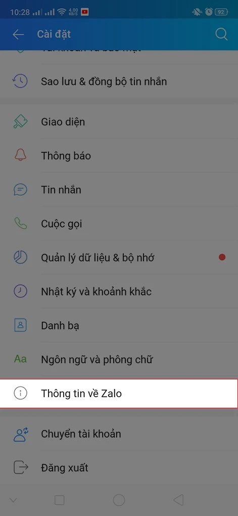 Hướng dẫn cập nhật Zalo PC và điện thoại 16 Cap nhat zalo dien thoai 7