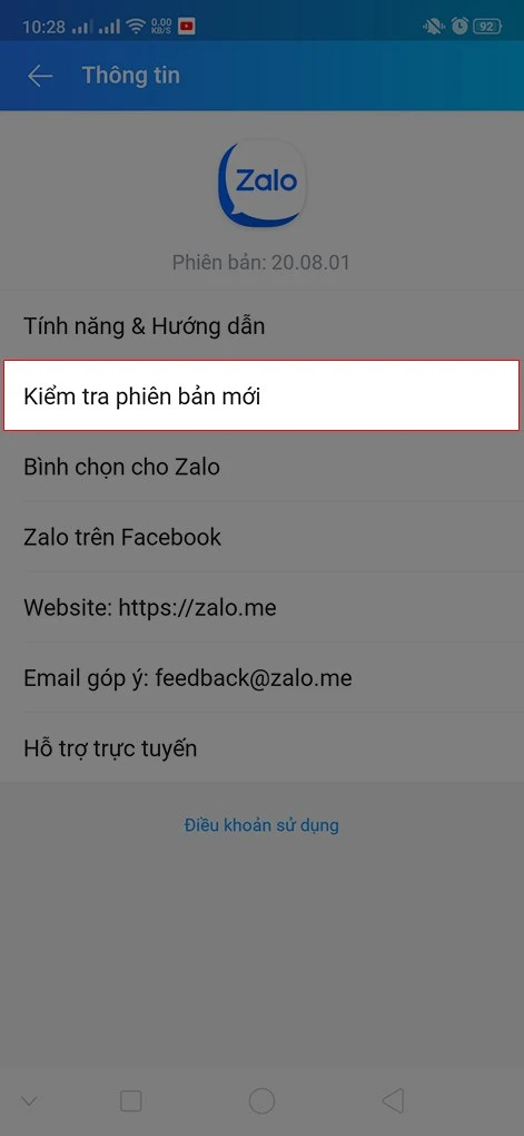 Hướng dẫn cập nhật Zalo PC và điện thoại 17 Cap nhat zalo dien thoai 8