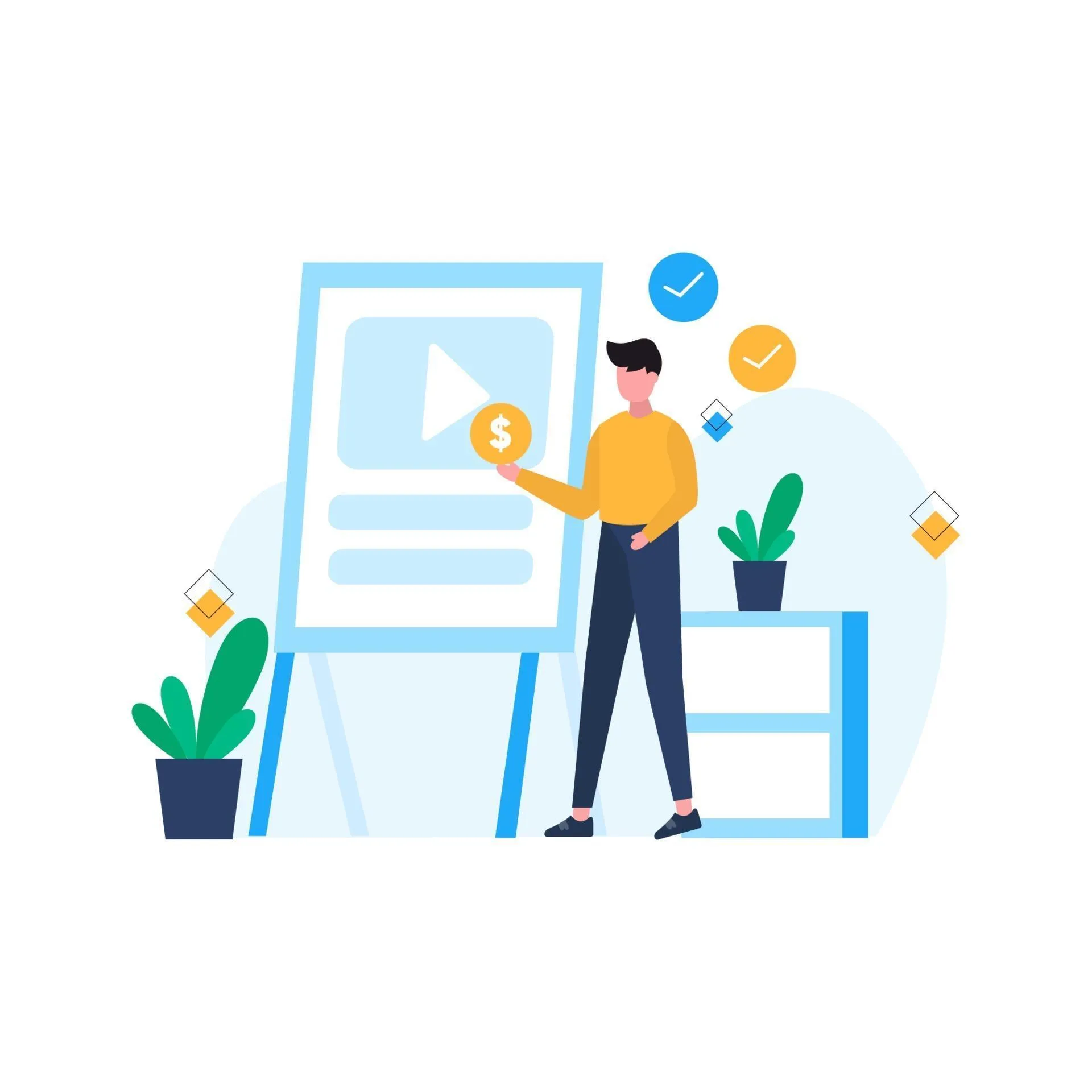 Content creator là gì? Công việc của Content creator là gì? 12 Content creator makes posts on social media illustration vector