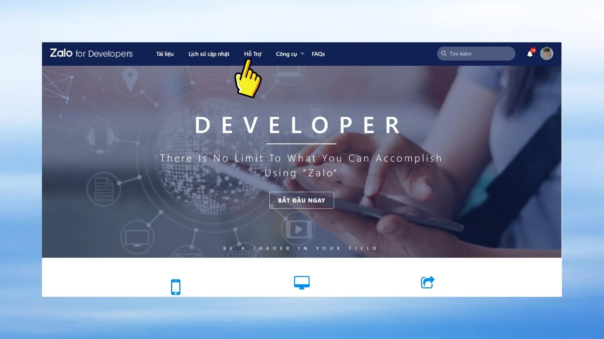 Hướng dẫn 3 cách liên hệ tổng đài Zalo nhanh chóng, đơn giản 10 Tại giao diện trang https://developers. Zalo. Me/, bạn chọn hỗ trợ